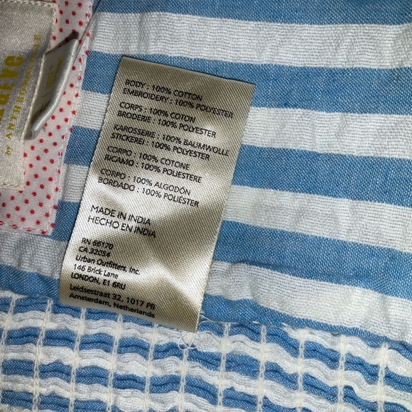 Anthropologie Blue and White Ruffled Bustier Crop Top - Picture 6 of 12